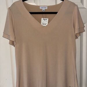 Calvin Klein Women's Beige Short Sleeve Top